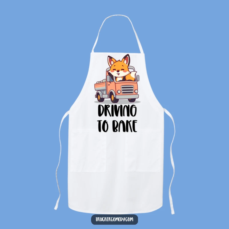 Funny Fox Waving Truck Apron - Whimsical Chef's Road Companion