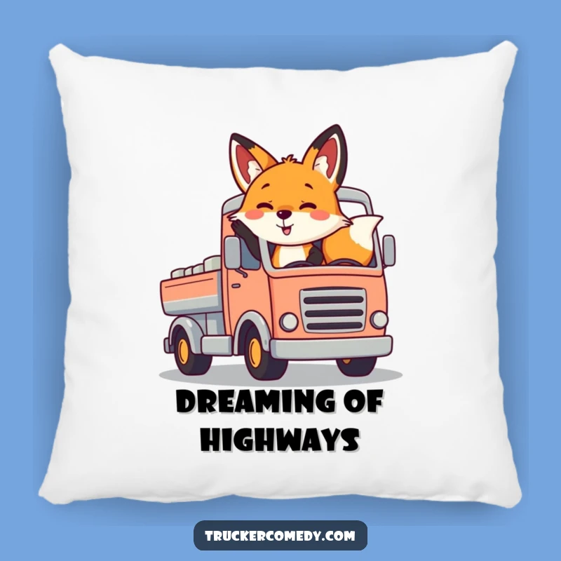 Funny Fox Waving Truck Pillow - Comfy Accent of Cheerfulness