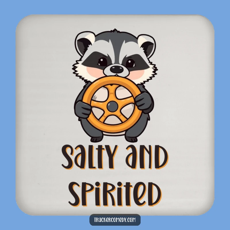 Funny Badger Driving Pretzel Wheel Coaster - Comical Table Protector