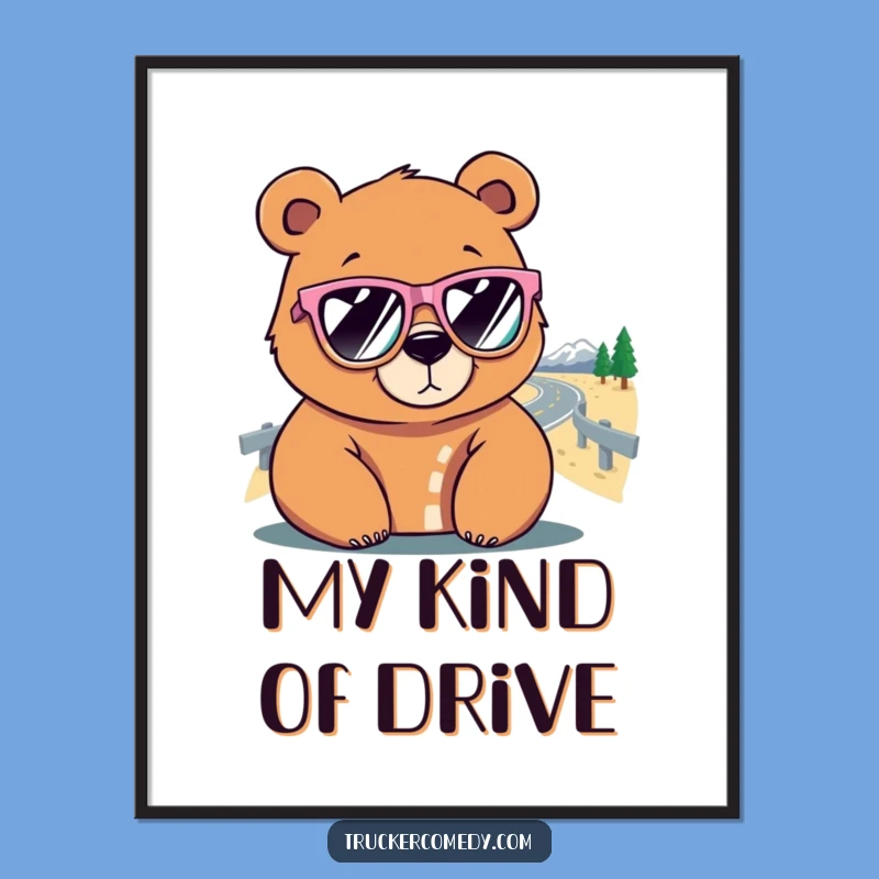 Funny Bear Road Trip Poster: Hilarious vintage art print, perfect funny gift for travelers.
