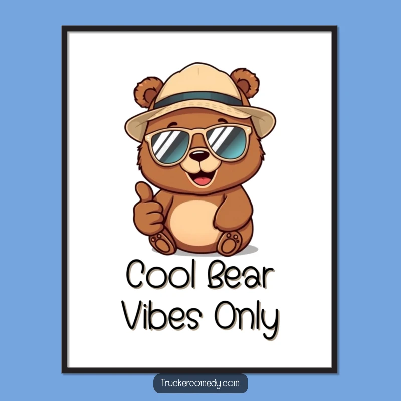 Free Printable Bear Wall Art: Cool Trucker Hat AI Art Downloadable Decor