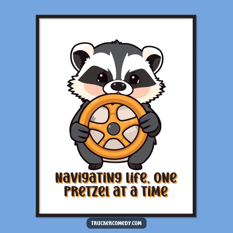 Free Printable Wall Art: Badger's Pretzel Steering, Quirky Downloadable Decor