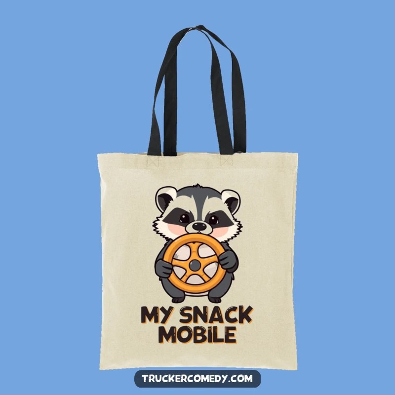 Funny Badger Driving Pretzel Wheel Tote Bag - Whimsical Travel Companion